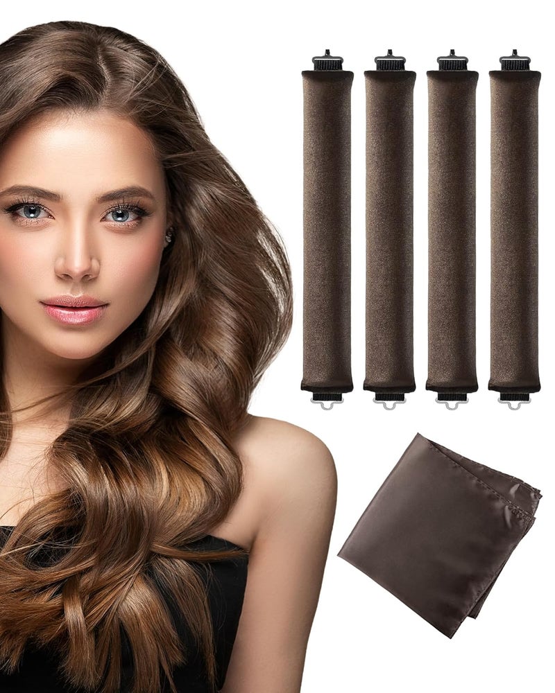 Seritant Heatless Curls Overnight Hair Curler - 4 Pcs Curling Rod to Sleep In, Velvet Hair Rollers with Satin Hair Scarf - Image 1